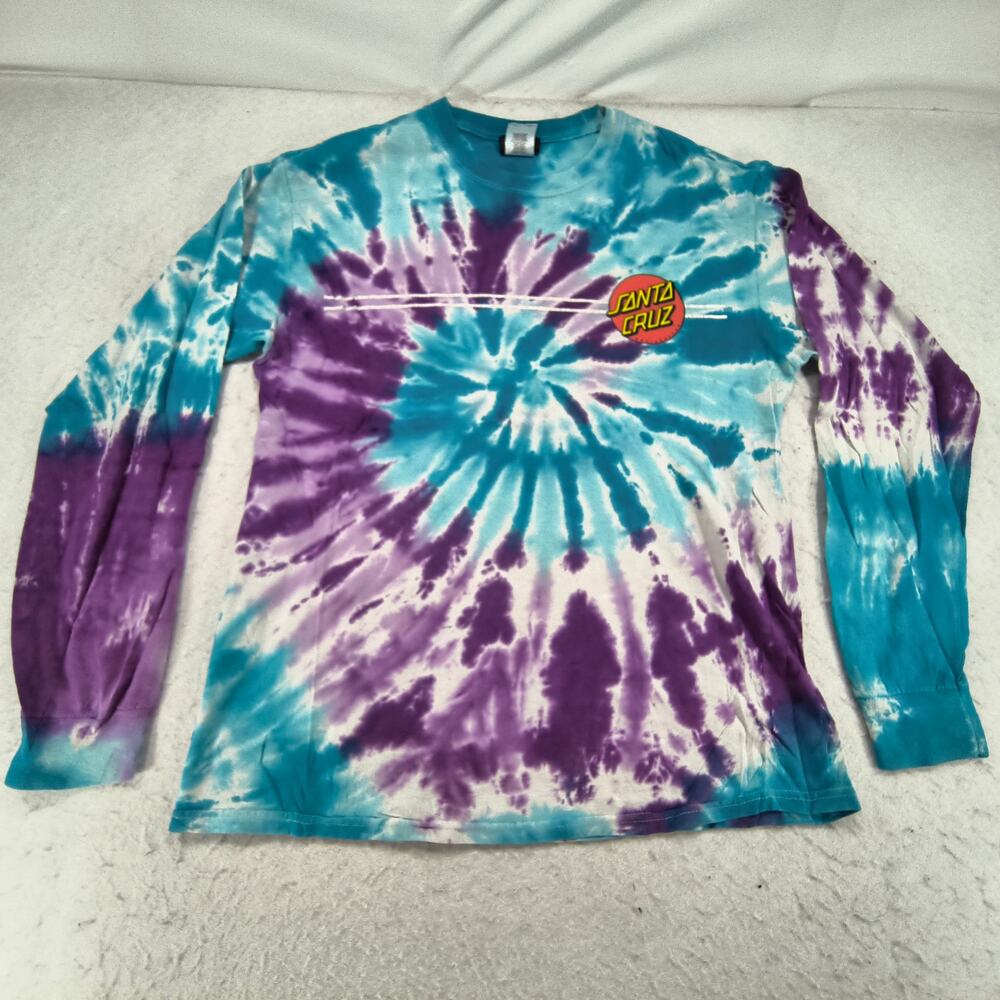 Santa Cruz Casual Crew Neck Long Sleeve Graphic T Shirt Mens Size M Tie Dye - Picture 2 of 9